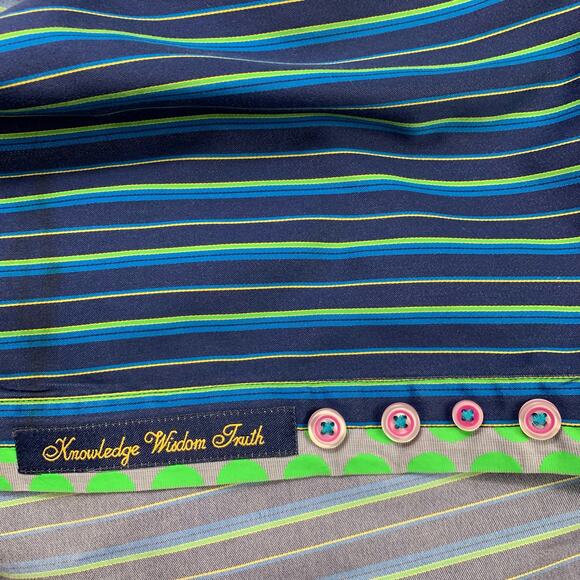 Robert Graham Knowledge Wisdom Truth Shirt Mens XL Striped Button Down Flip Cuff - Picture 13 of 13